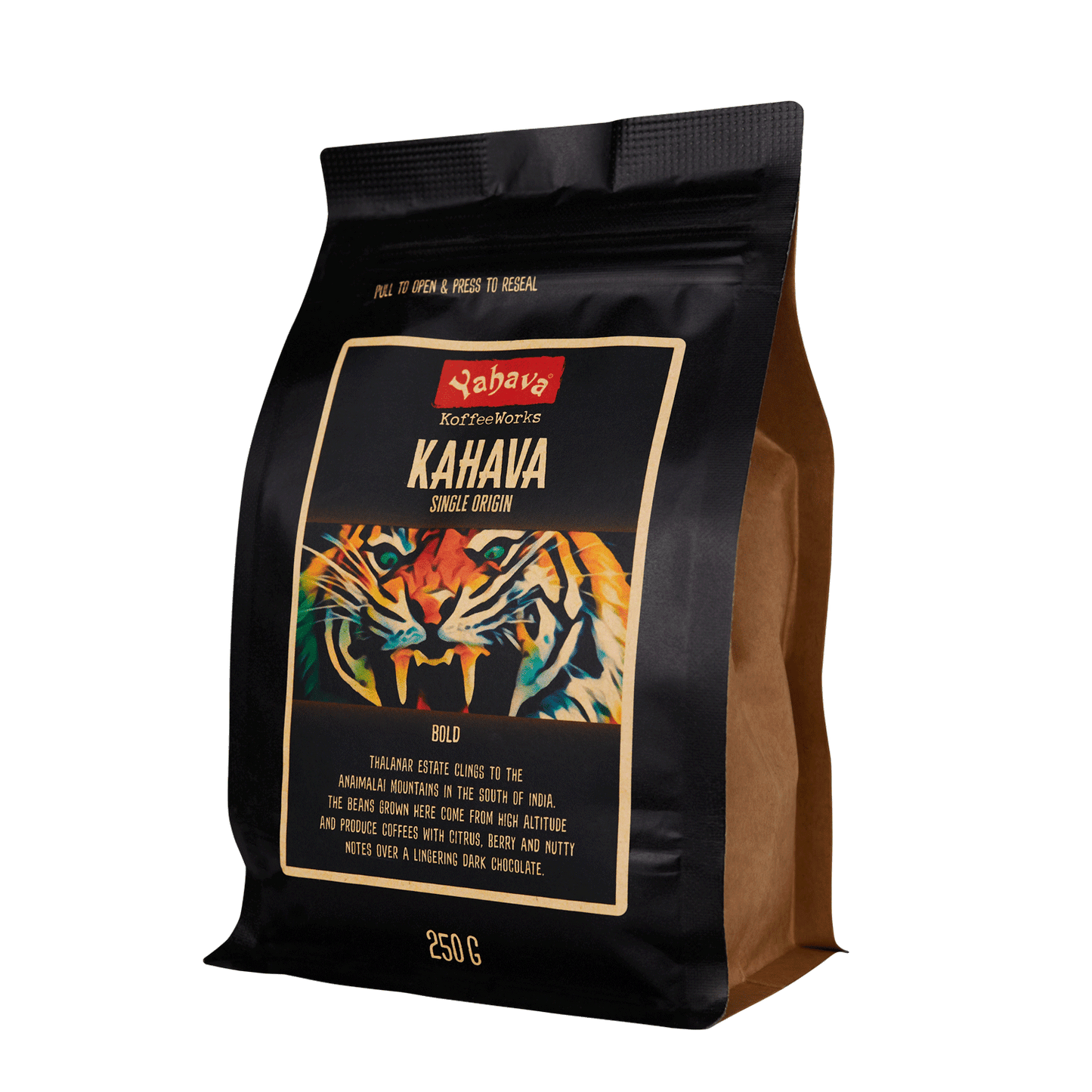 Single Origin India Coffee in black Yahava coffee bag