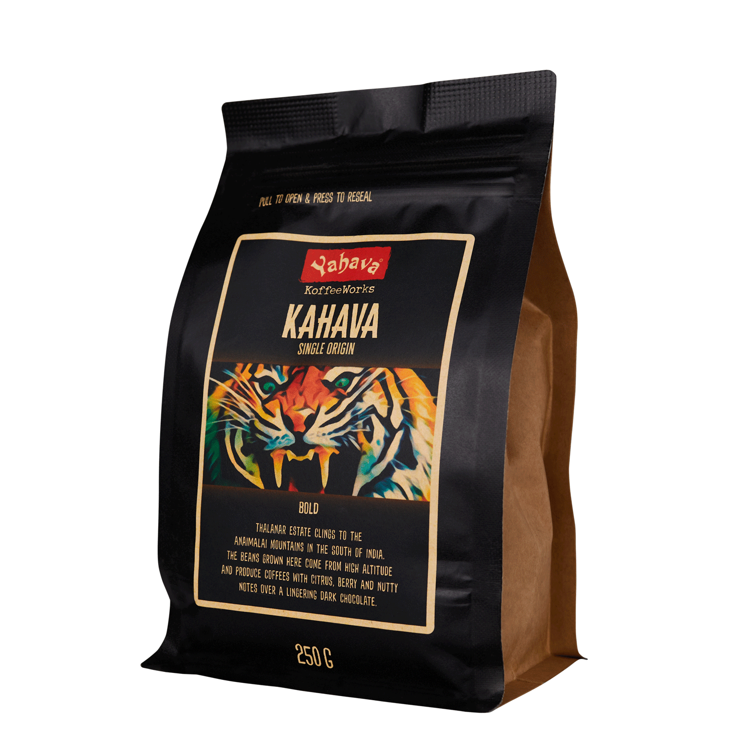 Single Origin India Coffee in black Yahava coffee bag