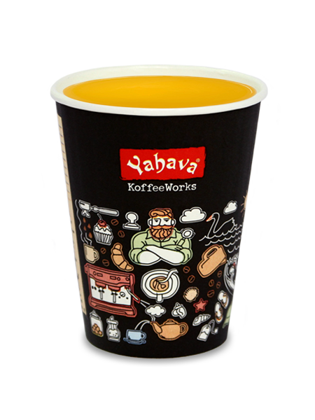 Peppermint tea in a Yahava KoffeeWorks takeaway cup covered in Western Australian icons